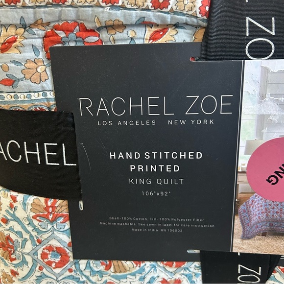 NEW Rachel Zoe Pasley Hand Stitched King Quilt 106"x92" - Picture 7 of 8